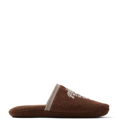 Versace Jacquard Medusa Slippers In Brown