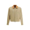 Versace Beige Jacket With Leather Collar And Metallic Medusa Head Detail In Cotton Canvas Man In Yellow