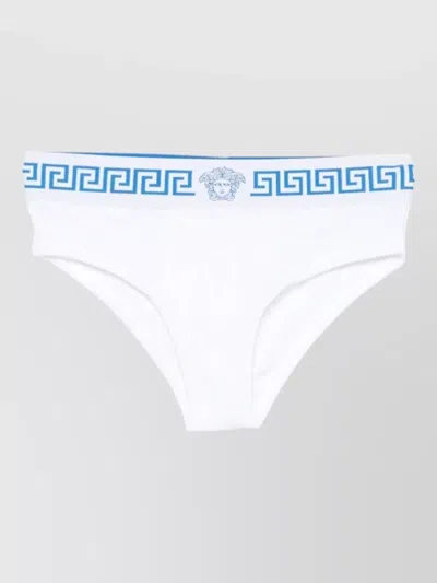 Versace Cotton Mid Rise Briefs Elastic Waistband In White