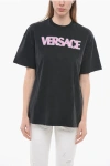 VERSACE COTTON OVERSIZED T-SHIRT WITH NEON PRINT