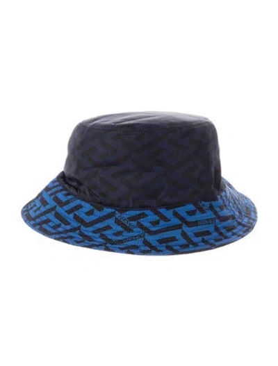 Pre-owned Versace Cotton Patterned Bucket Hat In Blue