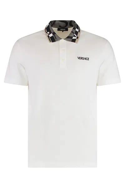 Versace Short-sleeved Polo Shirt In White