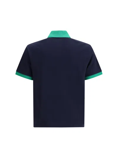Versace Cotton Piqué With Embroidered Medusa Polo In Navy