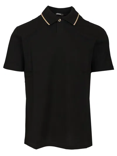 Versace Cotton Polo Shirt Black