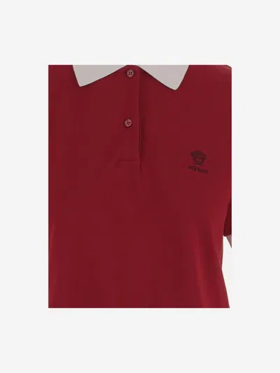 Versace Cotton Polo Shirt In Red
