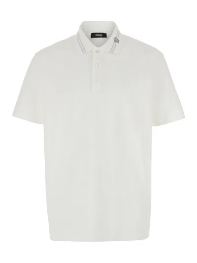 Versace Cotton Polo Shirt In White