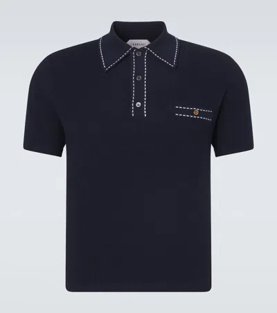 Versace Cotton Polo Sweater In Blue