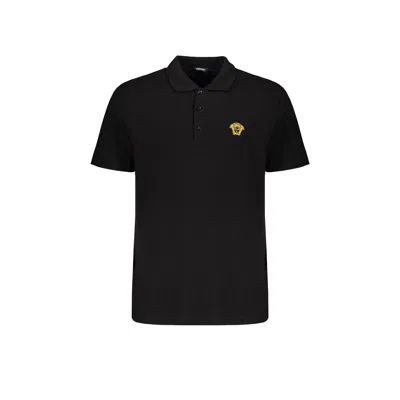 Versace Cotton Polo T-shirt In Black