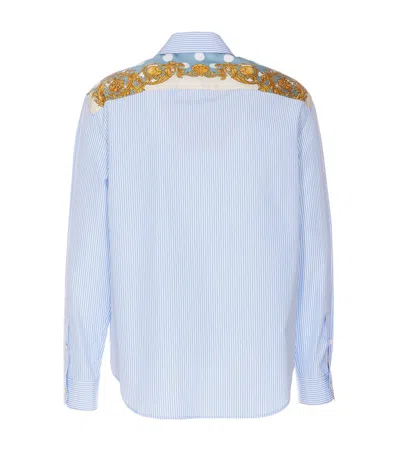 Versace Cotton Poplin Shirt In Blue