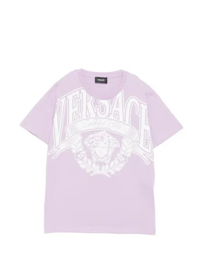 Versace Kids' Cotton Printed T-shirt In Purple