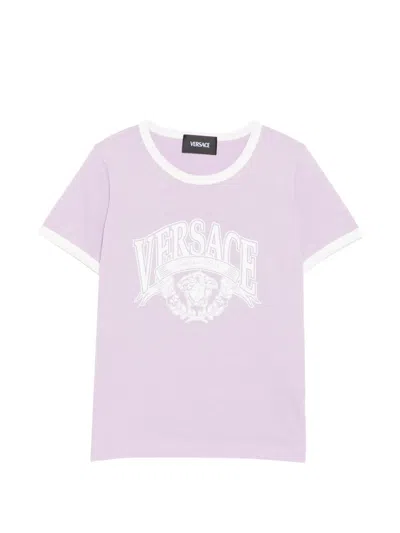 Versace Kids' Cotton Printed T-shirt In Purple