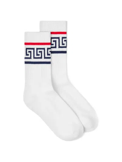 Versace Cotton Ribbed Socks In Neutral
