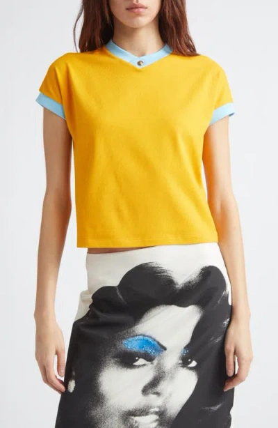 Versace Medusa Cotton-blend Jersey T-shirt In Yellow
