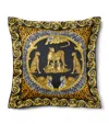 Versace Cotton-satin Wild Cats Cushion In Brown