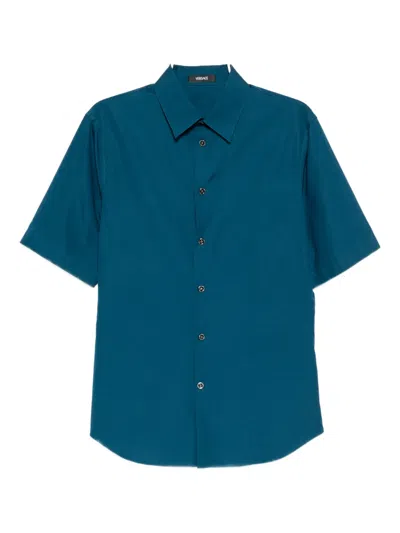 Versace Cotton Shirt In Blue