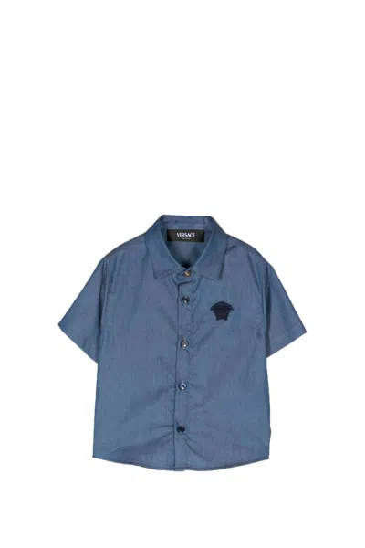 Versace Kids' Cotton Shirt In Blue