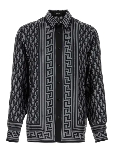 Versace Cotton Shirt In Gray