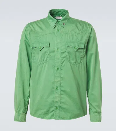 Versace Cotton Shirt Long Sleeves Button Collar In Green