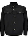 Versace Gabardine Shirt With Chest Pockets And Cuffed Sleeves In Black