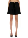 Versace Drawstring Pleated Mini Skirt In Black