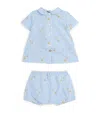 Versace Cotton Stripe Safety Pin Dress And Bloomers Set In Blue