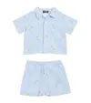 Versace Cotton Stripe Safety Pin Shirt And Shorts Set In Blue