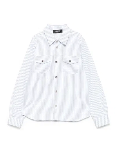 Versace Kids' Cotton Stripe Shirt In Blue