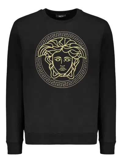 Versace Medusa-embellished Crewneck Sweatshirt In Black
