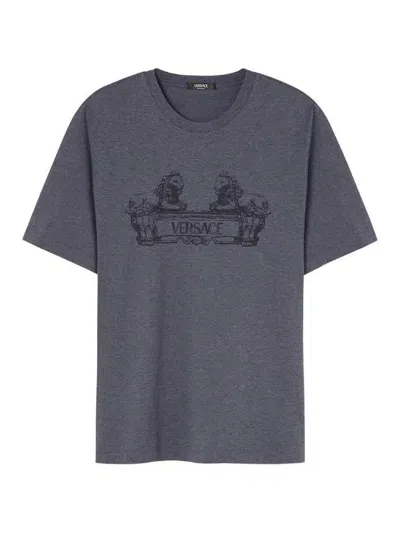 Versace Cotton T-shirt In Grey