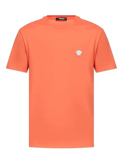 Versace Cotton T-shirt In Orange