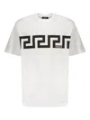 Versace Short Sleeve Cotton Polo Shirt In Weiss