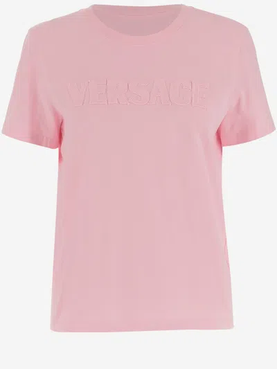VERSACE COTTON T-SHIRT WITH LOGO