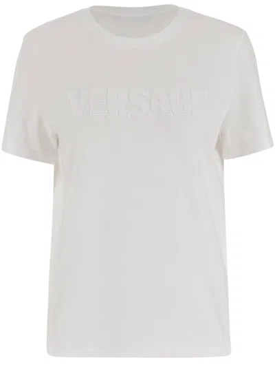 Versace Cotton T-shirt With Logo In White