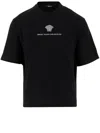 Versace Cotton T-shirt With Medusa Embroidery In Black