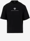 Versace Cotton T-shirt With Medusa Embroidery In Black