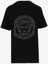 Versace Black Embellished Medusa T-shirt In Black