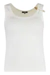 Versace Safety Pin Ribbed Top In White
