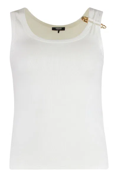 Versace Cotton Tank Top In White