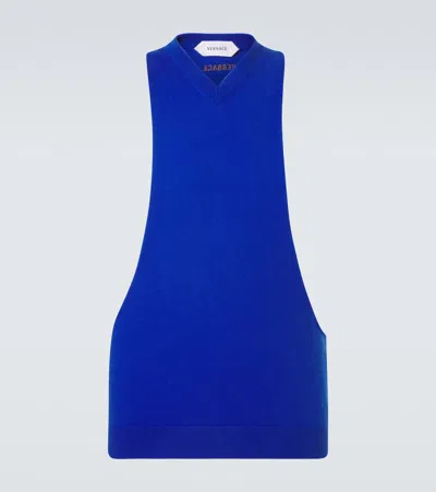 Versace Cotton Tank Top In Blue