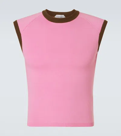 Versace Cotton Tank Top In Pink