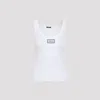 Versace Ribbed Stretch Tank Top In Cotton In White