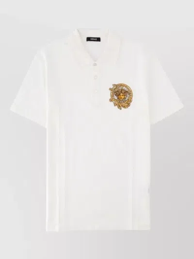 Versace Embroidered Medusa Polo Shirt In Multi
