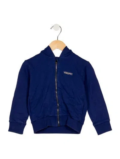 Pre-owned Versace Babies' Cotton Zip Up Sweater In Blue
