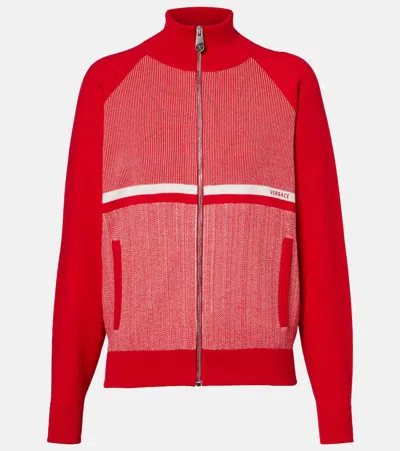 Versace Cotton-blend Jacquard Jacket In Multi