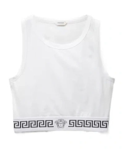 Versace Cotton-jersey Crop Top In White