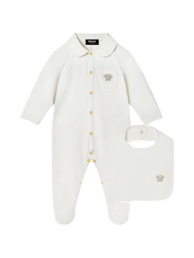 Versace Babies' Cotton-jersey Sleepsuit Set In White