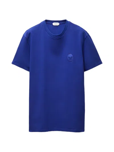 Versace Cotton-jersey Slim T-shirt In Blue