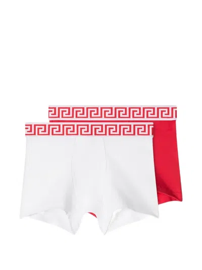 Versace Kids' Cotton-jersey Trunks 2-pack In Red