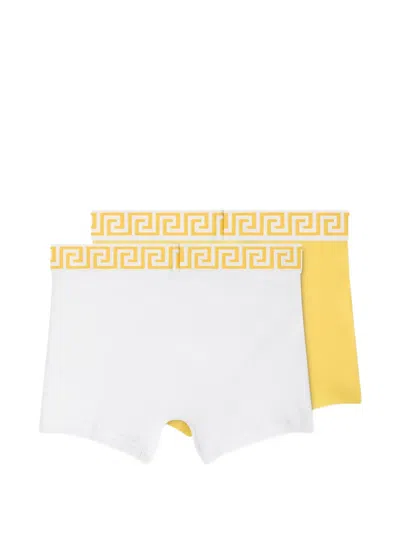 Versace Kids' Cotton-jersey Trunks 2-pack In White