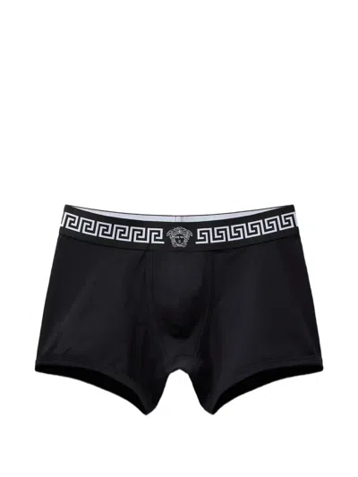Versace Cotton-jersey Trunks In Black